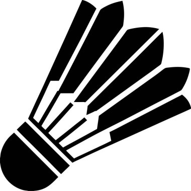 Beyaz bir arka planda izole edilmiş, basit bir badminton mekiği silueti.