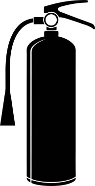 Beyaz arka planda bir yangın söndürücünün saf siyah silueti.