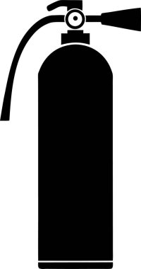 Beyaz arka planda bir yangın söndürücünün saf siyah silueti.