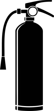 Beyaz arka planda bir yangın söndürücünün saf siyah silueti.