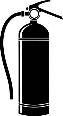 Beyaz arka planda bir yangın söndürücünün saf siyah silueti.