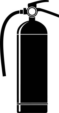 Beyaz arka planda bir yangın söndürücünün saf siyah silueti.
