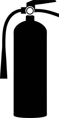 Beyaz arka planda bir yangın söndürücünün saf siyah silueti.