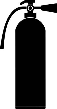 Beyaz arka planda bir yangın söndürücünün saf siyah silueti.