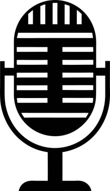 Beyaz arka planda eski tarz bir mikrofonun saf siyah silueti.