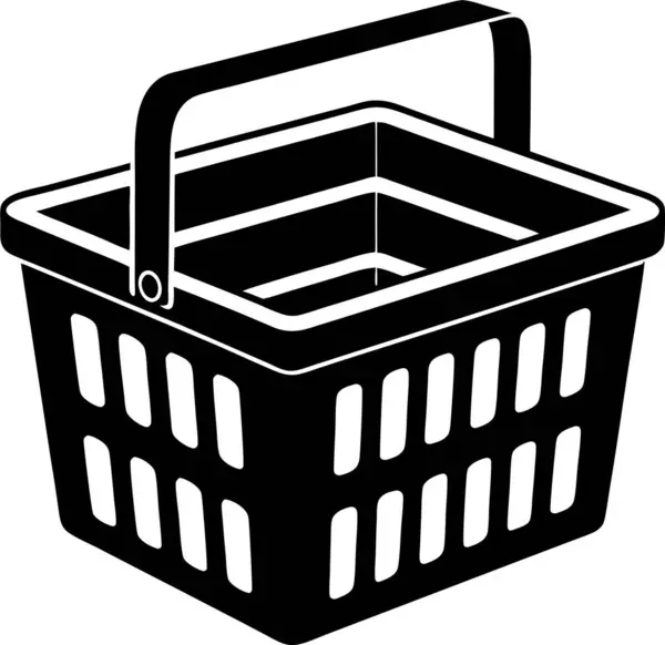 Beyaz arka planda katlanmış kıyafetlerle dolu bir çamaşır sepetinin saf siyah silüeti.