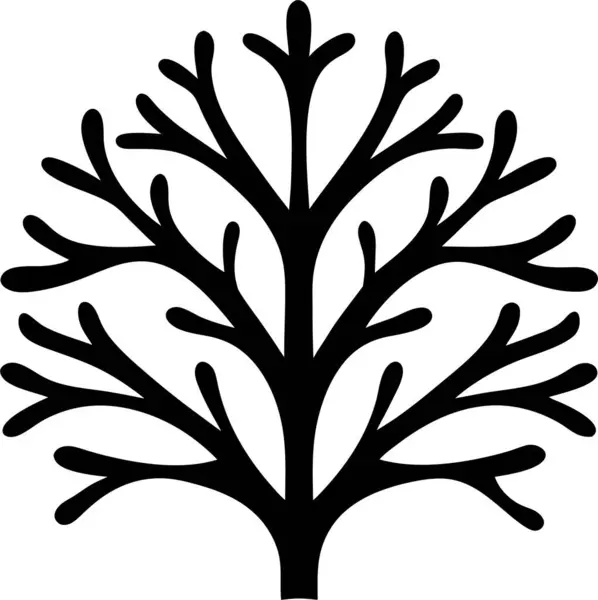 Beyaz arka planda dallanan bir mercanın simsiyah silueti.