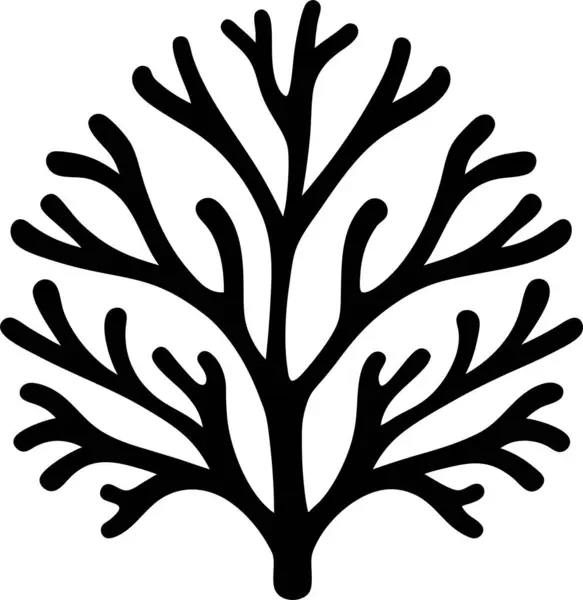 Beyaz arka planda dallanan bir mercanın simsiyah silueti.