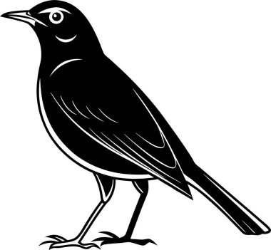 Beyaz bir arka planda Amerikan robin silueti