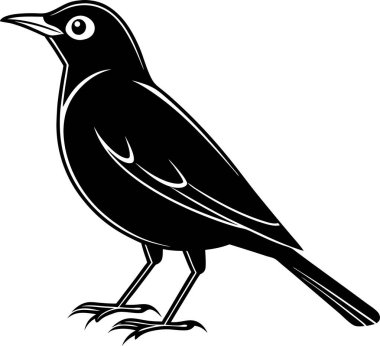 Beyaz bir arka planda Amerikan robin silueti