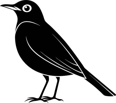 Beyaz bir arka planda Amerikan robin silueti