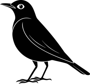 Beyaz bir arka planda Amerikan robin silueti