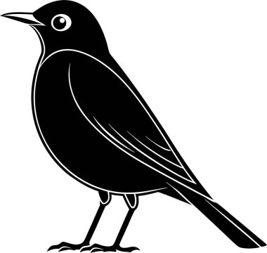 Beyaz bir arka planda Amerikan robin silueti