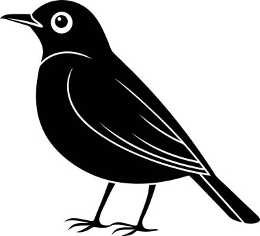 Beyaz bir arka planda Amerikan robin silueti