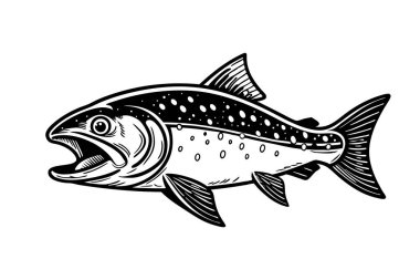 Beyaz arkaplanda Kuzey Kutbu Char Balık Vektör Sanatı ve Resimleri