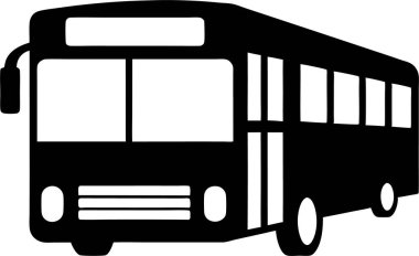 Beyaz arkaplanda bir otobüs vektörünün siyah silueti Art & Illustration