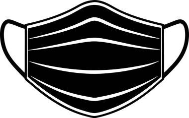 Beyaz arkaplanda bir yüz maskesi vektörü Art & Illustration 'un siyah silueti