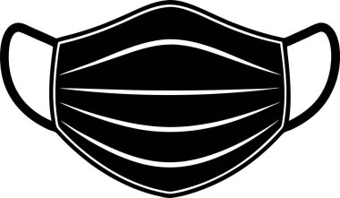 Beyaz arkaplanda bir yüz maskesi vektörü Art & Illustration 'un siyah silueti