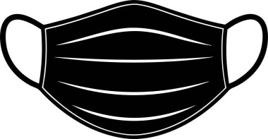 Beyaz arkaplanda bir yüz maskesi vektörü Art & Illustration 'un siyah silueti