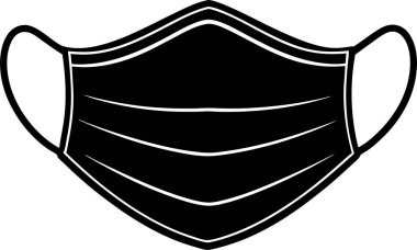 Beyaz arkaplanda bir yüz maskesi vektörü Art & Illustration 'un siyah silueti
