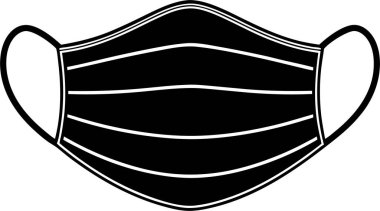 Beyaz arkaplanda bir yüz maskesi vektörü Art & Illustration 'un siyah silueti