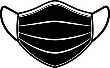 Beyaz arkaplanda bir yüz maskesi vektörü Art & Illustration 'un siyah silueti