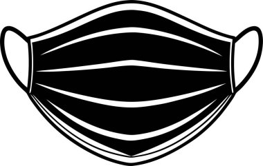 Beyaz arkaplanda bir yüz maskesi vektörü Art & Illustration 'un siyah silueti