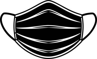 Beyaz arkaplanda bir yüz maskesi vektörü Art & Illustration 'un siyah silueti