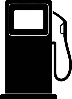 Beyaz zemin üzerinde hortum ve hortum vektörü Art & Illustration olan bir benzin pompasının siyah silüeti