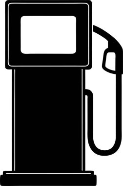 Beyaz zemin üzerinde hortum ve hortum vektörü Art & Illustration olan bir benzin pompasının siyah silüeti