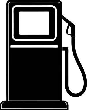 Beyaz zemin üzerinde hortum ve hortum vektörü Art & Illustration olan bir benzin pompasının siyah silüeti