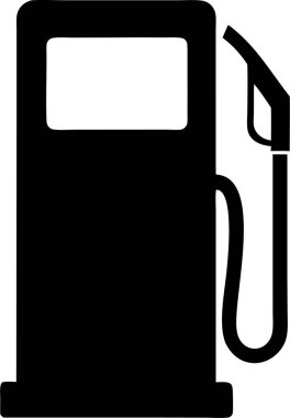 Beyaz zemin üzerinde hortum ve hortum vektörü Art & Illustration olan bir benzin pompasının siyah silüeti