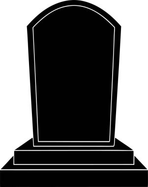 Beyaz zemin üzerinde bir mezar taşı vektörü Art & Illustration 'un siyah silueti
