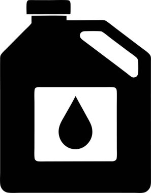 Beyaz arka planda bir motor yağı kabının siyah silueti