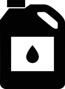 Beyaz arka planda bir motor yağı kabının siyah silueti