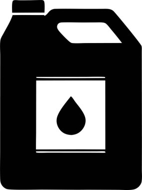 Beyaz arka planda bir motor yağı kabının siyah silueti