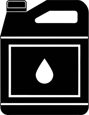 Beyaz arka planda bir motor yağı kabının siyah silueti