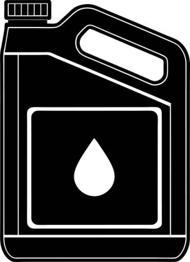 Beyaz arka planda bir motor yağı kabının siyah silueti