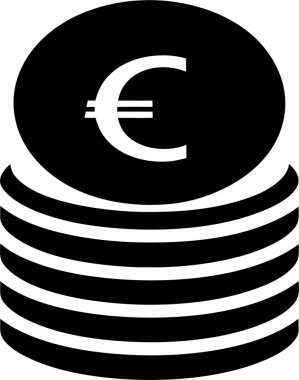 Avro sikkeleri yığınının siyah silueti beyaz zemin üzerinde Art & Illustration vektörü