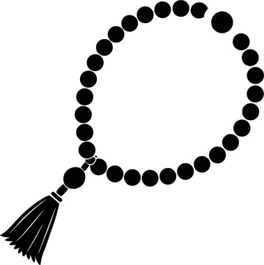 Bir dizi dua boncuğunun siyah silueti beyaz zemin üzerinde Art & Illustration vektörü