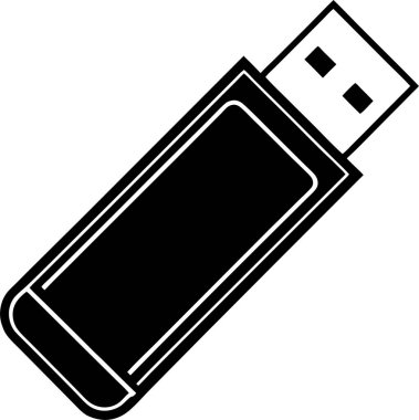  Beyaz arkaplanda bir USB flash disk vektörü Art & Illustration 'un siyah silueti