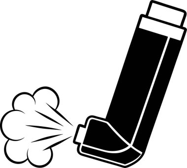  Bir astım soluk açıcı vektörünün siyah silueti beyaz zemin üzerinde Art & Illustration