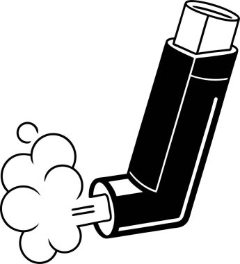  Bir astım soluk açıcı vektörünün siyah silueti beyaz zemin üzerinde Art & Illustration