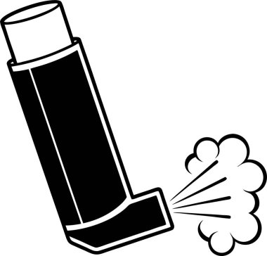  Bir astım soluk açıcı vektörünün siyah silueti beyaz zemin üzerinde Art & Illustration