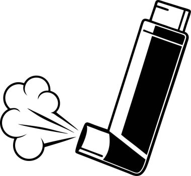  Bir astım soluk açıcı vektörünün siyah silueti beyaz zemin üzerinde Art & Illustration