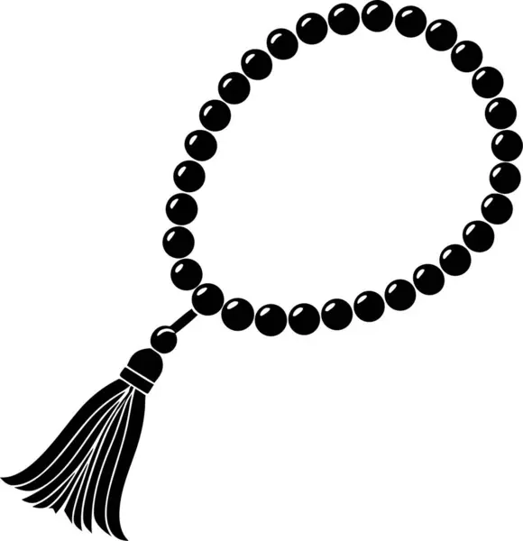 Bir dizi dua boncuğunun siyah silueti beyaz zemin üzerinde Art & Illustration vektörü