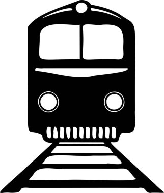 Trenin ön kısmındaki siyah siluet beyaz bir arkaplanda Art & Illustration vektörünü izler