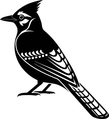 Beyaz arkaplanda Mavi Jay Siluet Sanat ve Görüntü vektörü