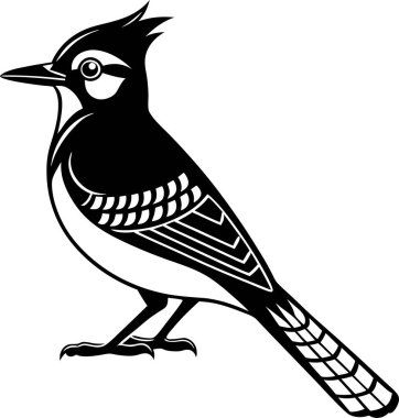 Beyaz arkaplanda Mavi Jay Siluet Sanat ve Görüntü vektörü