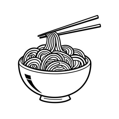 Beyaz arkaplanda bir kase şehriye vektörü Art & Illustration